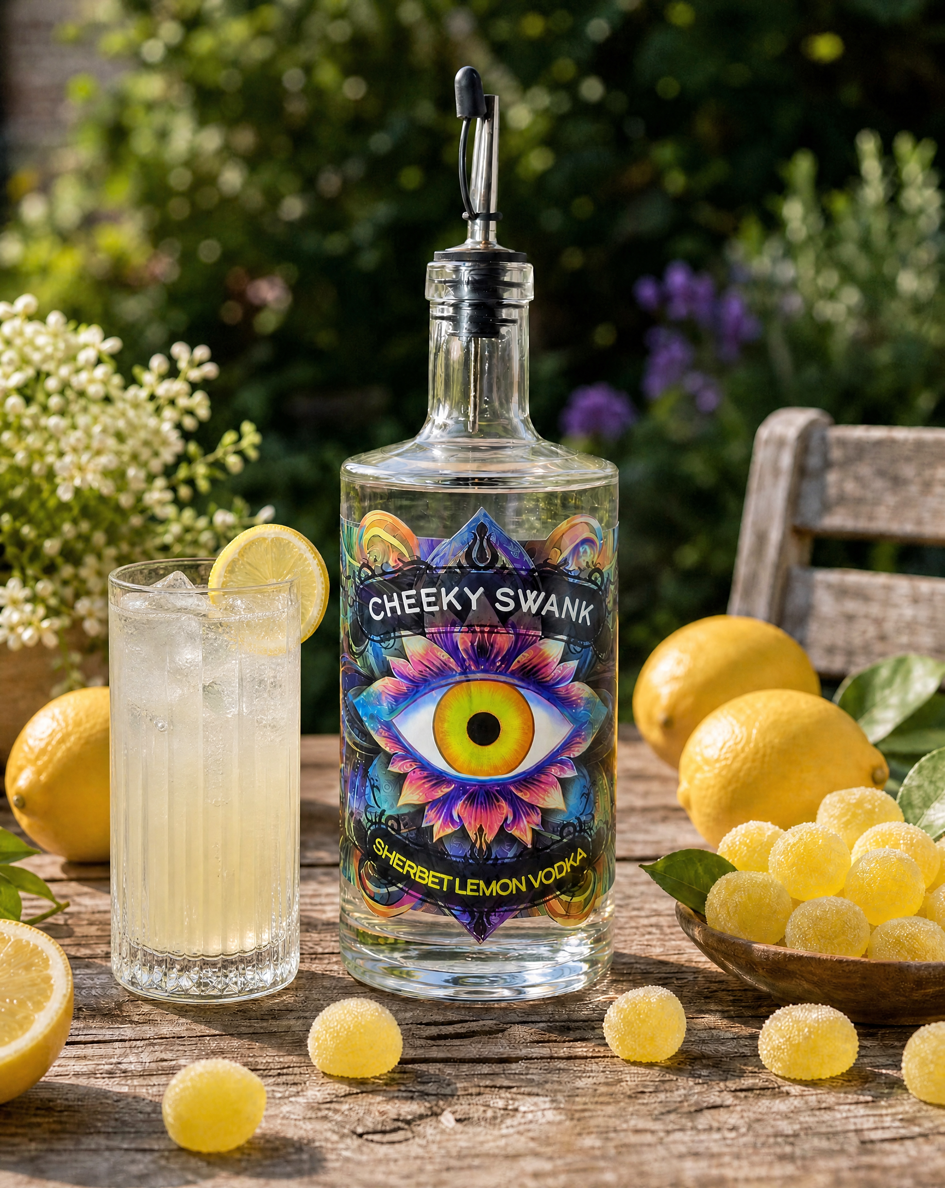 Sherbet Lemon spirit drink served with lemonade and ice
